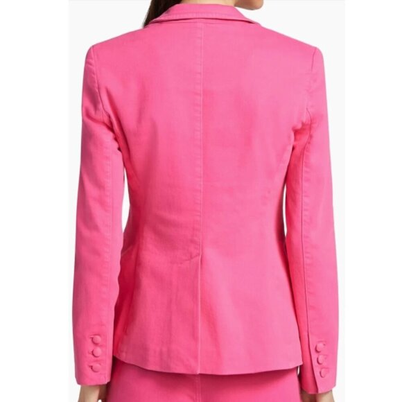 Alice + Olivia 'Macey' Stretch-Denim Blazer Jacket, Candy Pink - Picture 2 of 2